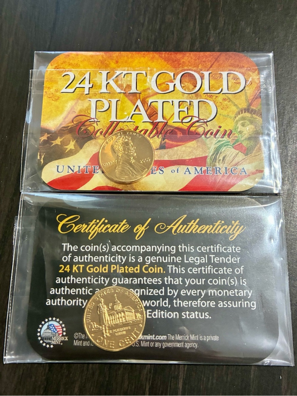 24 KT Gold Plated Collectible Pennys